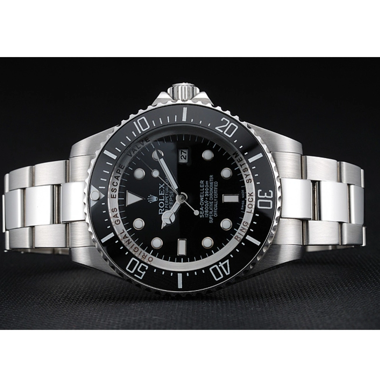 MiroTime 1025 Rolex Sky Dweller Stainless Steel Bracelet Black Dial Watch